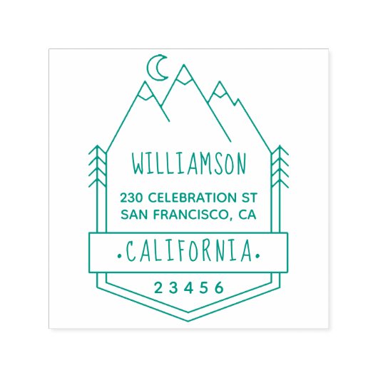 シンプルマウンテン&パインツリーズ素朴差出人住所 セルフインキングスタンプ (デザイン)