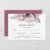 シンプルマグノリアピンクウォーターカラーミールの選択 出欠カード (正面/裏面)