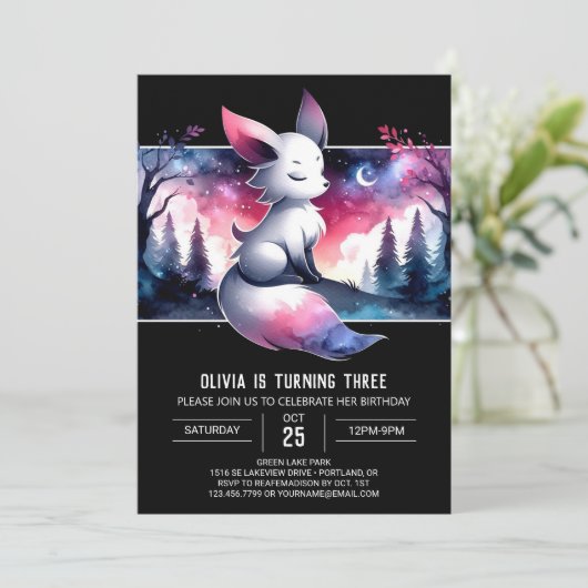 シンプルマジカルウルフ誕生日 招待状 (スタンド正面)