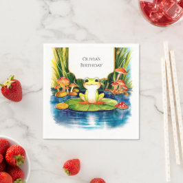 シンプルマジカルカエル誕生日 スタンダードカクテルナプキン