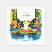 シンプルマジカルカエル誕生日 スタンダードカクテルナプキン (正面)