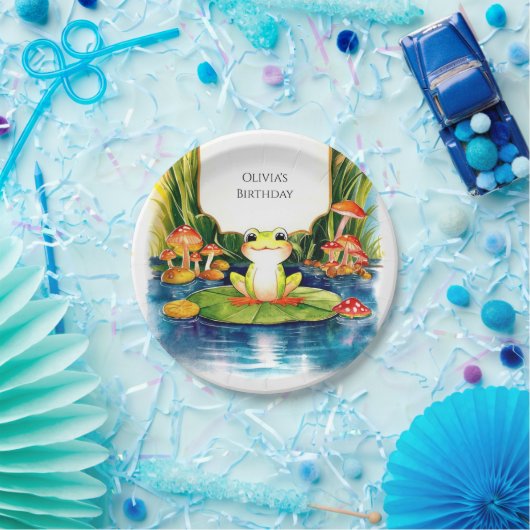 シンプルマジカルカエル誕生日 ペーパープレート (パーティー)