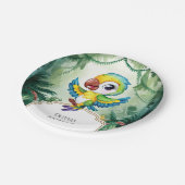 シンプルマジカルパロット誕生日 ペーパープレート (アングル)