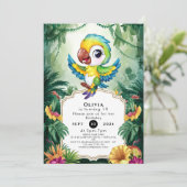 シンプルマジカルパロット誕生日 招待状 (スタンド正面)