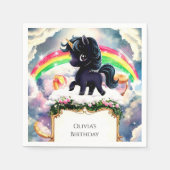 シンプルマジカルブラックユニコーン誕生日 スタンダードカクテルナプキン (正面)