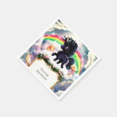 シンプルマジカルブラックユニコーン誕生日 スタンダードカクテルナプキン (角)
