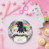 シンプルマジカルブラックユニコーン誕生日 ペーパープレート (パーティー)