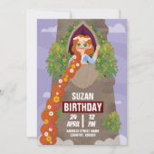 シンプルマジカルプリンセスカスタムガールズ誕生日 招待状 (正面)