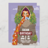 シンプルマジカルプリンセスカスタムガールズ誕生日 招待状 (正面/裏面)