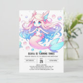 シンプルマジカルマーメイド誕生日 招待状 (スタンド正面)