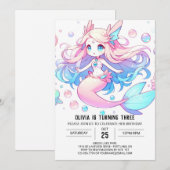 シンプルマジカルマーメイド誕生日 招待状 (正面/裏面)