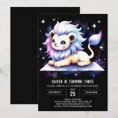 シンプルマジカルライオン誕生日 招待状 (正面/裏面)