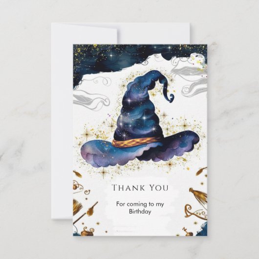 シンプルマジックワンドウィザード誕生日 サンキューカード (正面)