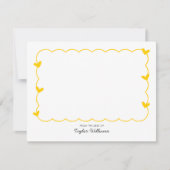 シンプルマスタードの波状縁どハート ノートカード (正面)