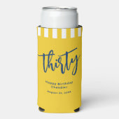シンプルマスタードイエロー30歳の誕生日パーティー スリム缶クーラー (Seltzer正面)