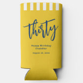 シンプルマスタードイエロー30歳の誕生日パーティー スリム缶クーラー (裏面)