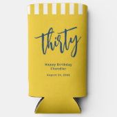 シンプルマスタードイエロー30歳の誕生日パーティー スリム缶クーラー (正面)