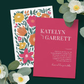 シンプルマゼンスタイリッシュタフローラバック結婚ズ 招待状