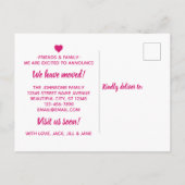 シンプルマゼンタピンクゲストルームの移動告知 案内ポストカード (裏面)