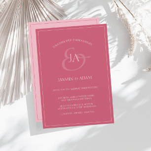 シンプルマゼンタピンクモノグラム結婚式招待状 シーズンカード