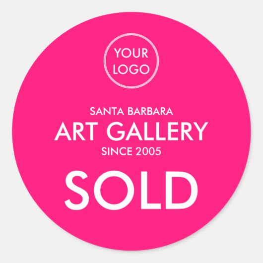 シンプルマゼンタモダンー追加ロゴのオークション販売済 ラウンドシール (正面)