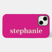 シンプルマゼンミニマルタパーソナライズされたーホットピンク Case-Mate iPhoneケース (裏面 (横))