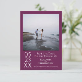 シンプルマゼンモダンタミニマル写真結婚の セーブザデート