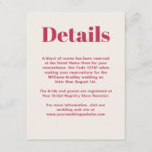 シンプルマゼンモダンタミニマル結婚リスト詳細 エンクロージャーカード (正面)