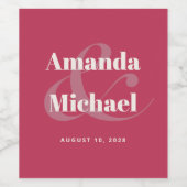 シンプルマゼンモダンタ小結婚値 ワインラベル (シングルラベル)