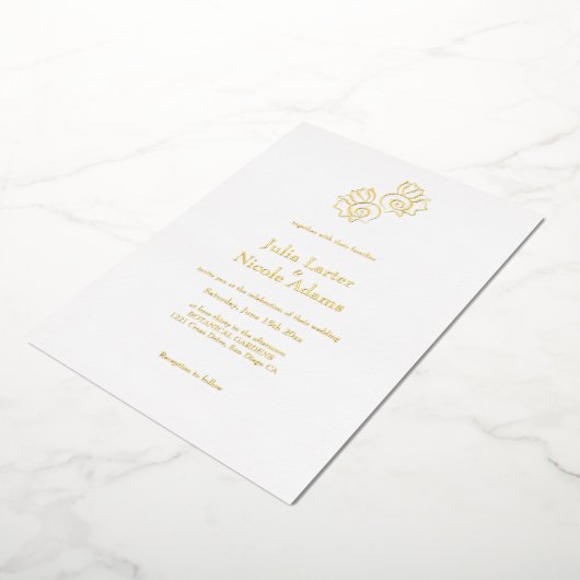 シンプルマリンシーシェルズコンチミニマ結婚リスト 箔招待状 (回転した状態)