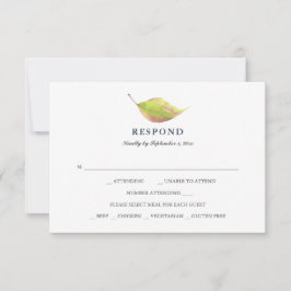 シンプルマルーンと緑の食事の選択 出欠カード