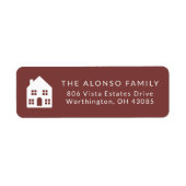 シンプルマルーン新しいホームホリデー差出人住所 ラベル (正面)