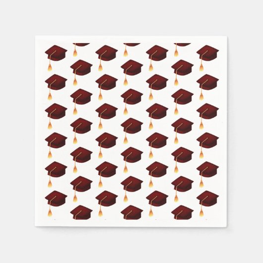 シンプルマルーン目盛りキャップパターン スタンダードカクテルナプキン (正面)