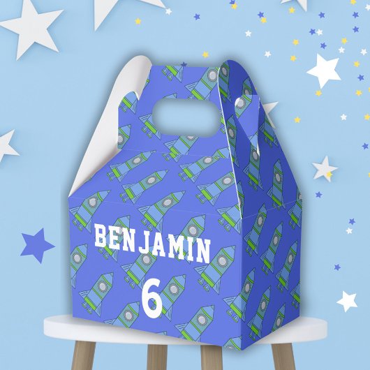 シンプルマンガロケットブルーキッド誕生日 フェイバーボックス