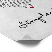 シンプルマングレーハートソングリリックウォールアートプリント ポスター (角)