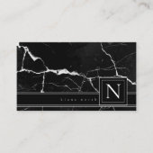 シンプルマーブルモノグラム白黒標準ID672 名刺 (正面)