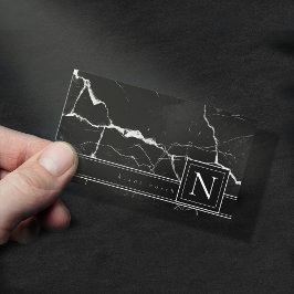 シンプルマーブルモノグラム白黒標準ID672 名刺