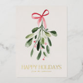 シンプルミストレトーワンフォトクリスマス金ゴールド 箔シーズンカード (正面)