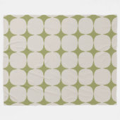 シンプルミッドセンチュリーモダンセージ緑のパターン フリースブランケット (正面(横))