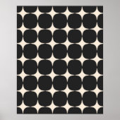 シンプルミッドセンチュリーモダンブラック&クリームパターン ポスター (正面)