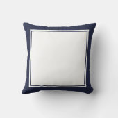 シンプルミッドナイトブルーとホワイトフレーム クッション (裏面)
