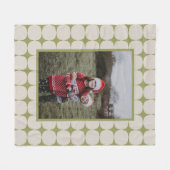 シンプルミッド・センチュリーモダンセージ緑の写真 フリースブランケット (正面(横))