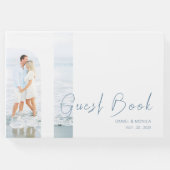 シンプルミニマエレガントリストのパステル結婚ブルー ゲストブック (正面)