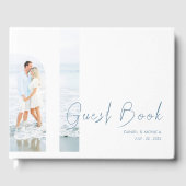 シンプルミニマエレガントリストのパステル結婚ブルー ゲストブック (正面)
