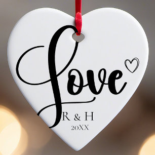 シンプルミニマエレガントリストのパーソナライズされたクリスマス セラミックオーナメント