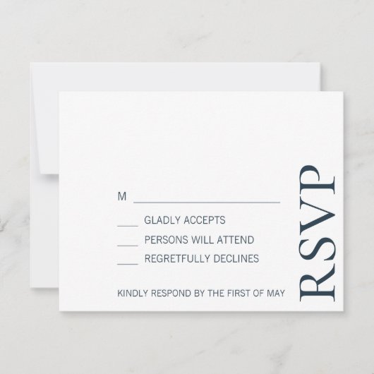 シンプルミニマエレガントリストの控えめの文字結婚ズ 出欠カード (正面)