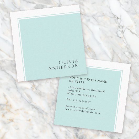 シンプルミニマエレガントリストアクアカラーブロック スクエア名刺