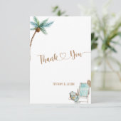 シンプルミニマエレガントリストカスタムビーチ結婚式 サンキューカード (スタンド正面)