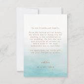 シンプルミニマエレガントリストカスタムビーチ結婚式 サンキューカード (裏面)