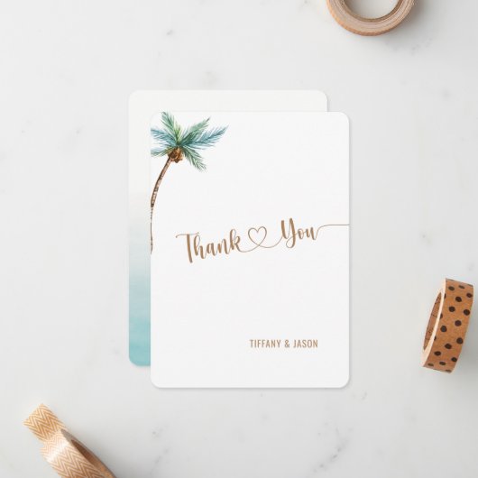 シンプルミニマエレガントリストカスタムビーチ結婚式 ノートカード (正面/裏面インサイチュ)